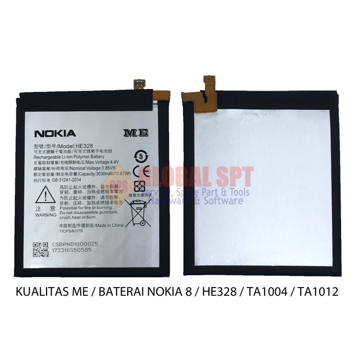 KUALITAS ME / BATERAI NOKIA 8 / BATRE HE328 / BATERE TA1004 / TA1012