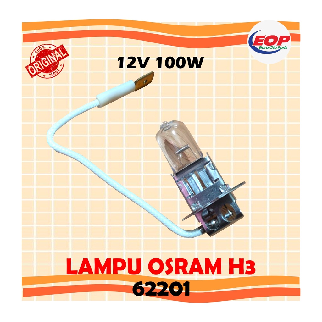 Bohlam lampu depan H3 12v 100W Osram ORIGINAL PK22S 62201