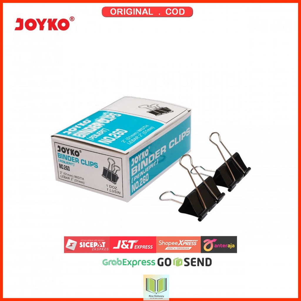 

Binder Clip / Klip / Penjepit Kertas Joyko 260 / 1 BOX 12 PCS