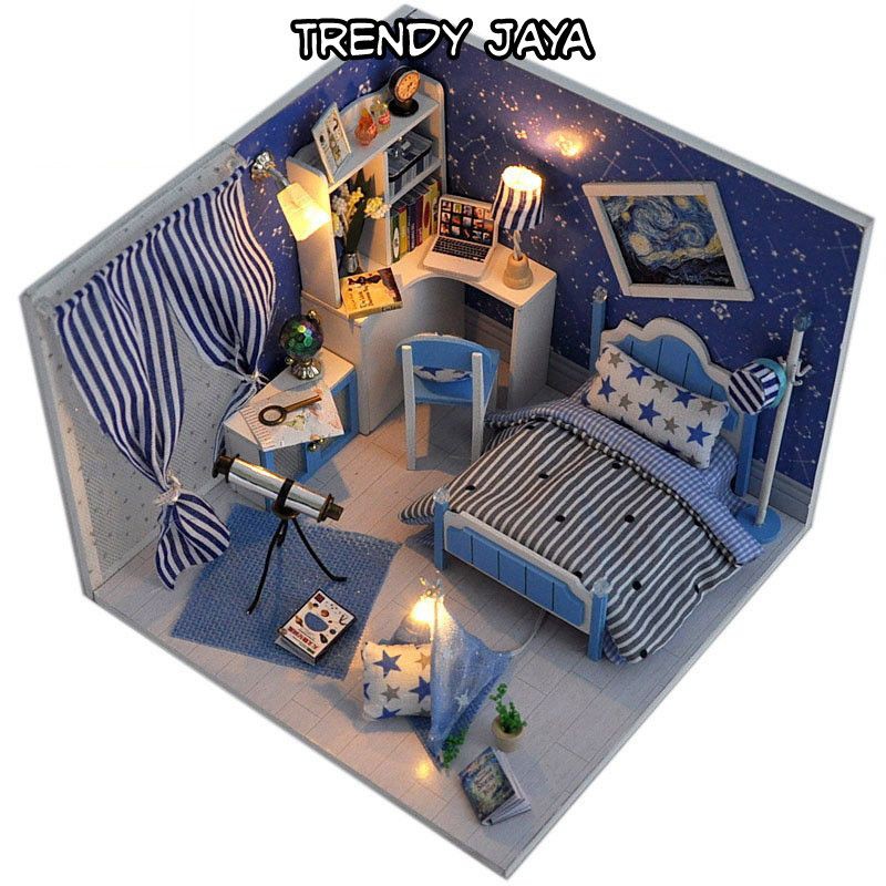 DIY miniatur BEDROOM STAR Puzzle Craf (TW1 LED)