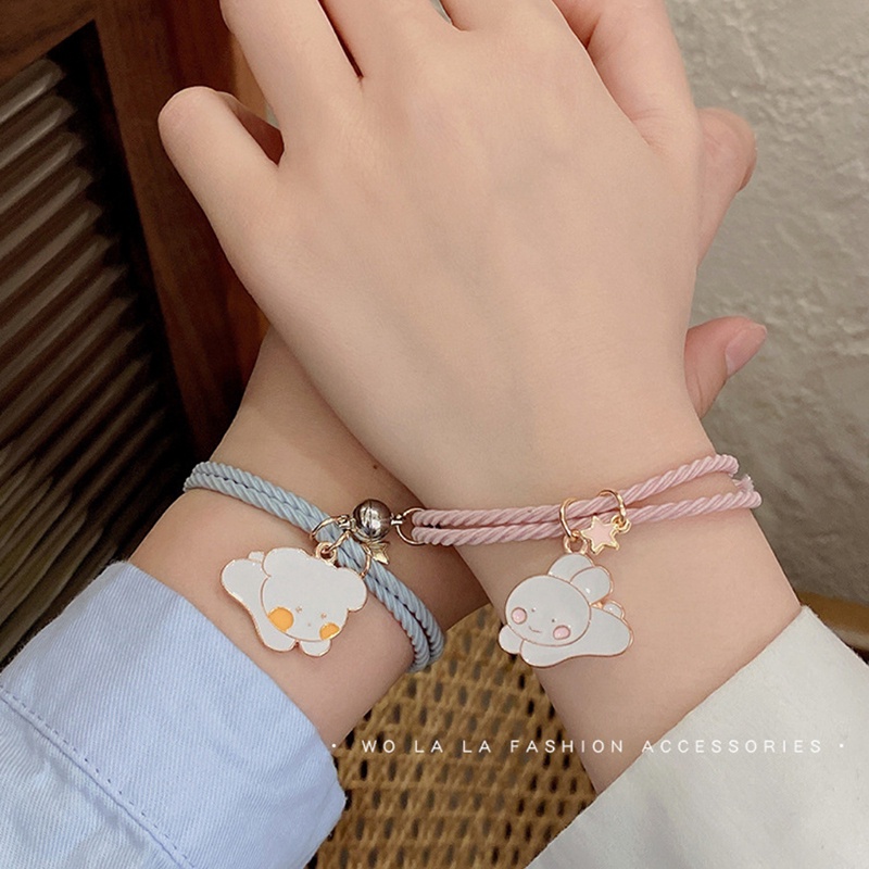 (COD) 2 pcs gelang tali couple import dengan magnet bracelet pasangan  persahabatan