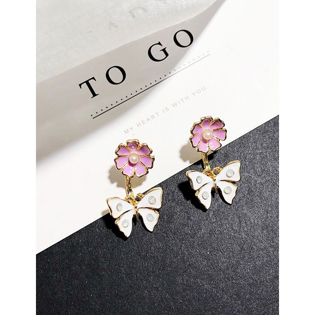 LRC Anting Tusuk Fashion Butterfly Shape Decorated Earrings