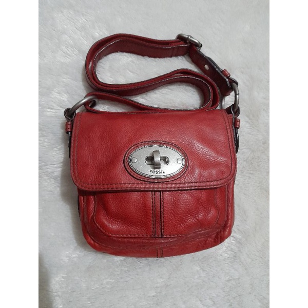 tas fossil maddox turnlock red preloved