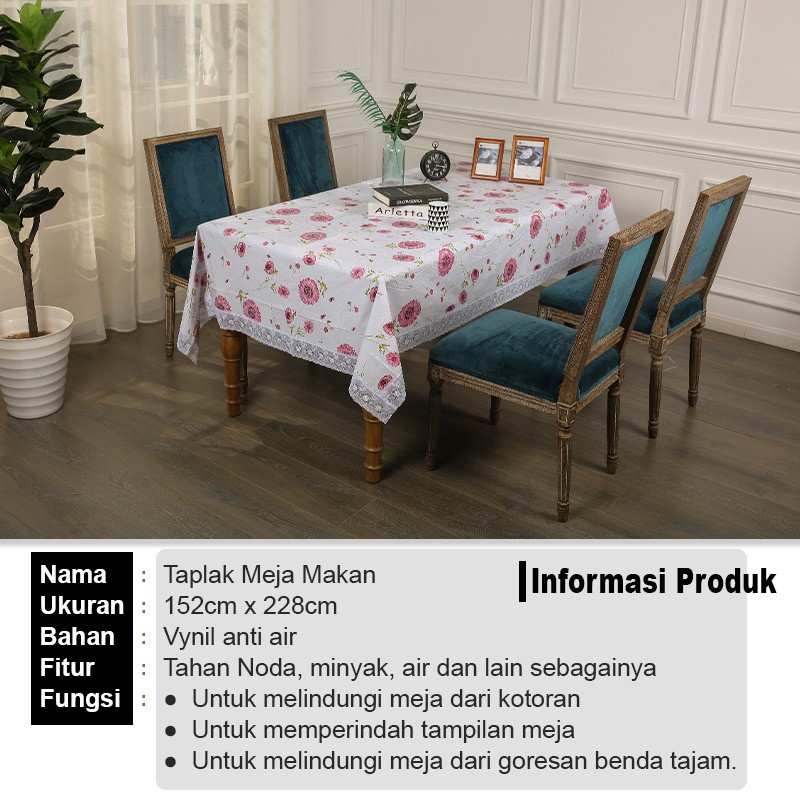 Taplak Meja Makan Persegi Anti Air Motif / Taplak Meja 6 Bangku High Quality - D12