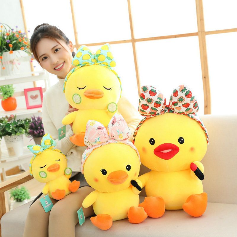 MINISO Boneka Bebek miniso Duck Bando Pita Bordir Buah Import Kado Girl Mainan Anak plush toys Bonek