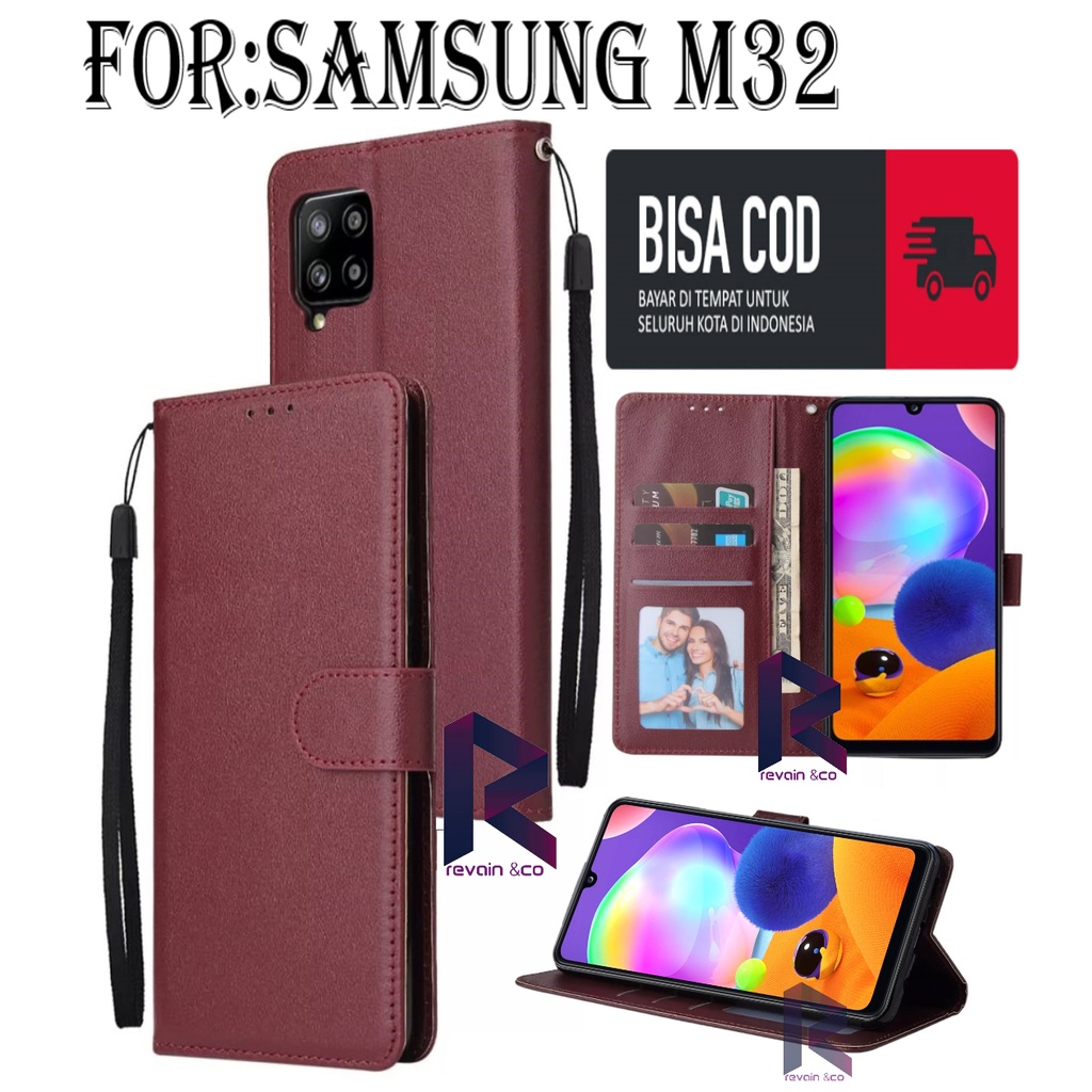 CASE SAMSUNG M32 FLIP WALLET LEATHER KULIT PREMIUM SARUNG BUKA TUTUP FLIP CASE SAMSUNG M32