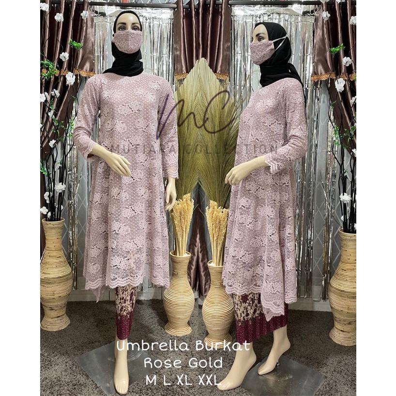 Setelan Kebaya Tunik Brokat / Longcape Brukat / Semi Gamis Umbrella Aneka Pilihan Warna