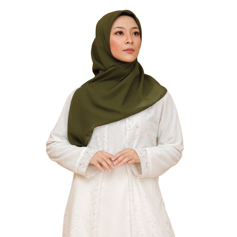 Umama Scarf - Kerudung Polos Segi Empat Potton Square-army