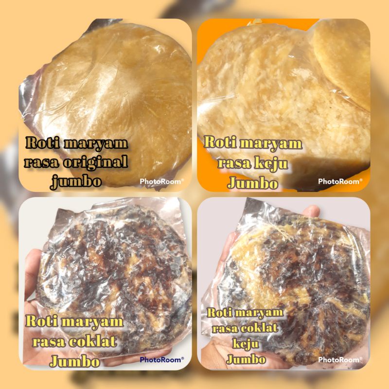 

roti maryam jumbo ukuran antara 14cm-15cm( rasa original,coklat keju,keju dan coklat,kacang ijo)