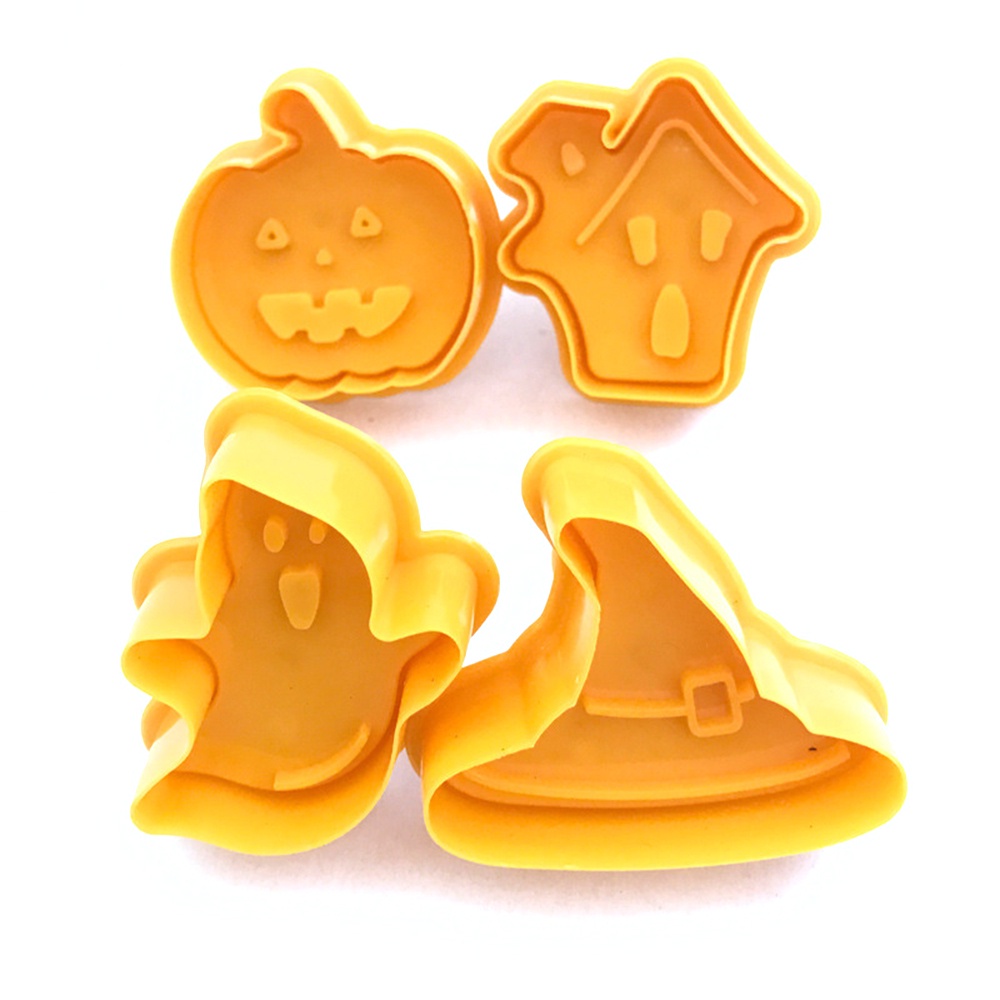 New 4pcs Cookie Stamp Biscuit Mold 3D Cookie Plunger Cutter DIY Baking Mould Halloween Cookie Cutters OW