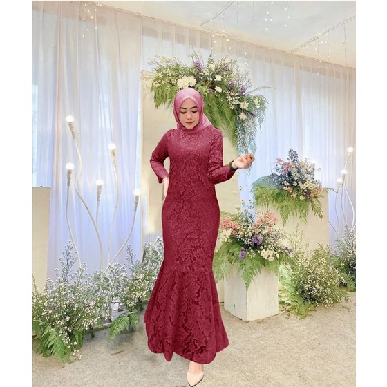 ANGEL BRUKAT MAXI DRESS DUYUNG rD / BUSANA KONDANGAN FASHION ANGEL BRUKAT DUYUNG