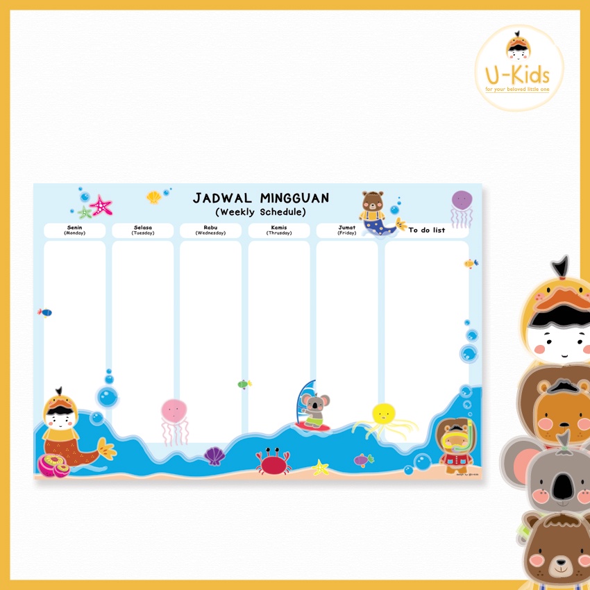 

Poster Edukasi Anak Jadwal Mingguan Desain Lucu Terbaru Kekinian