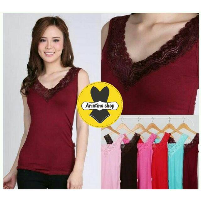 Tanktop Wanita Miranda L Tali V 7369 Neck Renda | Camisol Renda | VL |kvjc