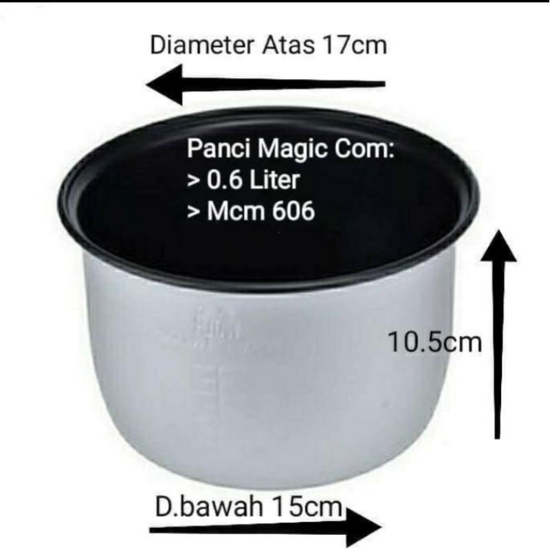 Panci Teflon Miyako 0,6L / Inner pot Magic com Miyako 0,6L Mcm 606