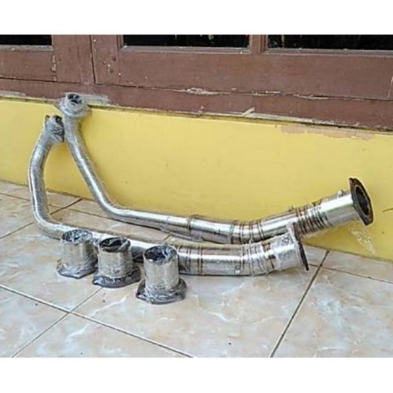 Pipa leher knalpot racing Satria Fu dengan adaptor sambungan knalpot standar Satria Fu