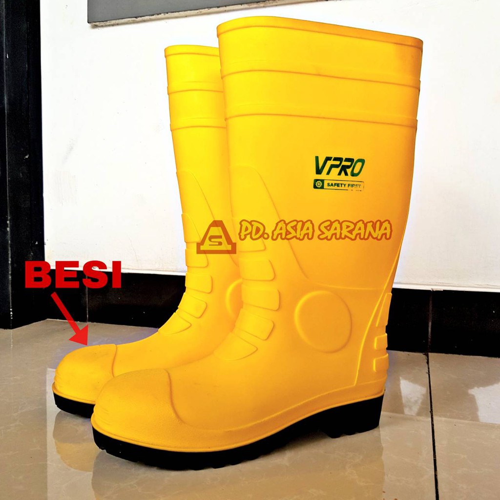 Sepatu Karet Safety Boots VPRO Besi / Sepatu Proyek Premium Anti Air