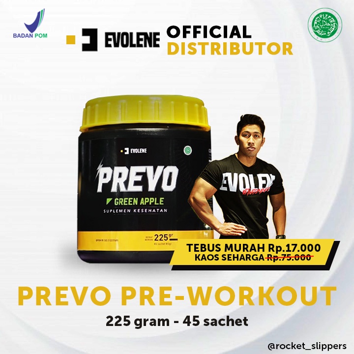 EVOLENE Prevo Pre-Workout 225 gram 45 servings - PreWorkout BPOM HALAL