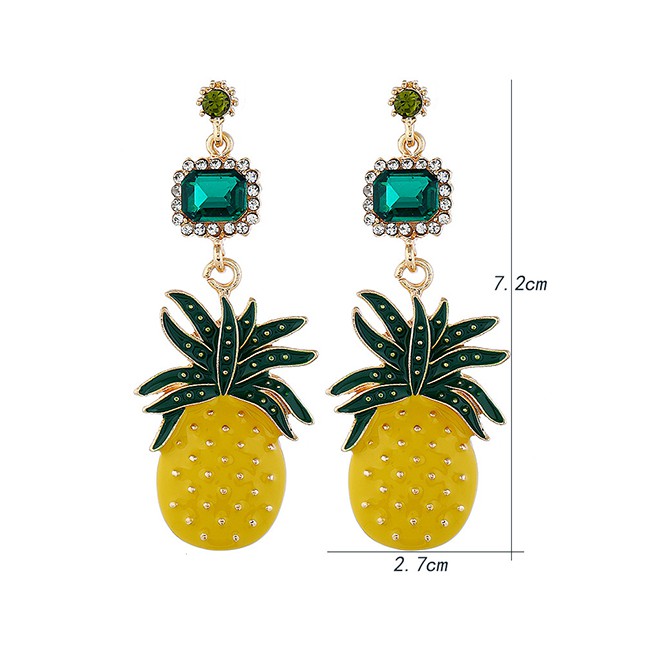 LRC Anting Tusuk Fashion Yellow Fruit Pineapple Earrings F52668