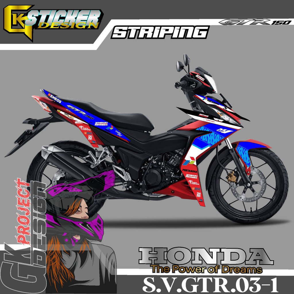 STICKER STRIPING VARIASI MOTOR HONDA SUPRA GTR 150 MOTIF MANDALIKA RACING 03