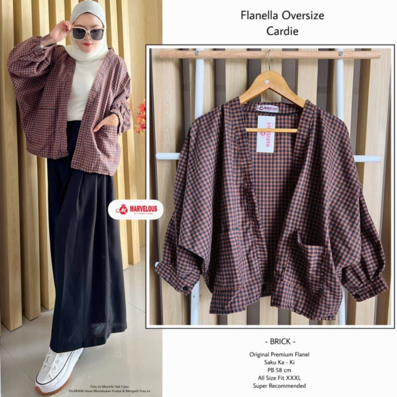 FLANELLA OVERSIZE CARDI BY MARVELOUS (CARDIGAN WANITA) Flanel cardi rekomended