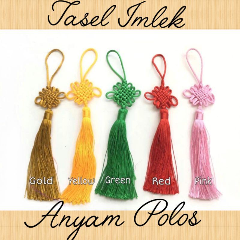 1 YARD - PITA IMLEK SINGLE SATIN | GONG XI FA CAI | TASEL IMLEK | TASEL ANYAM GIOK | HIASAN IMLEK