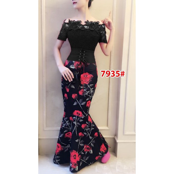 unix  baju pesta wanita-long dress flow rose wanita-gamis brokat sabrina-bodycon dress import