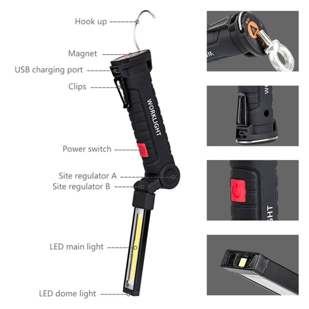 Senter Kerja Worklight HPL COB Magnetic 2000 Lumens Terang 111107