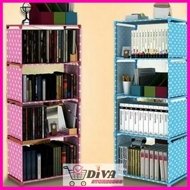 Rak Buku Portable 4 Susun | Rak buku Murah diva store