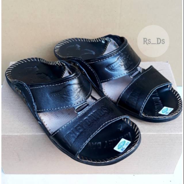 Sandal Pria Kulit Asli Harley Davidson Selop Full Kulit Casual Santai