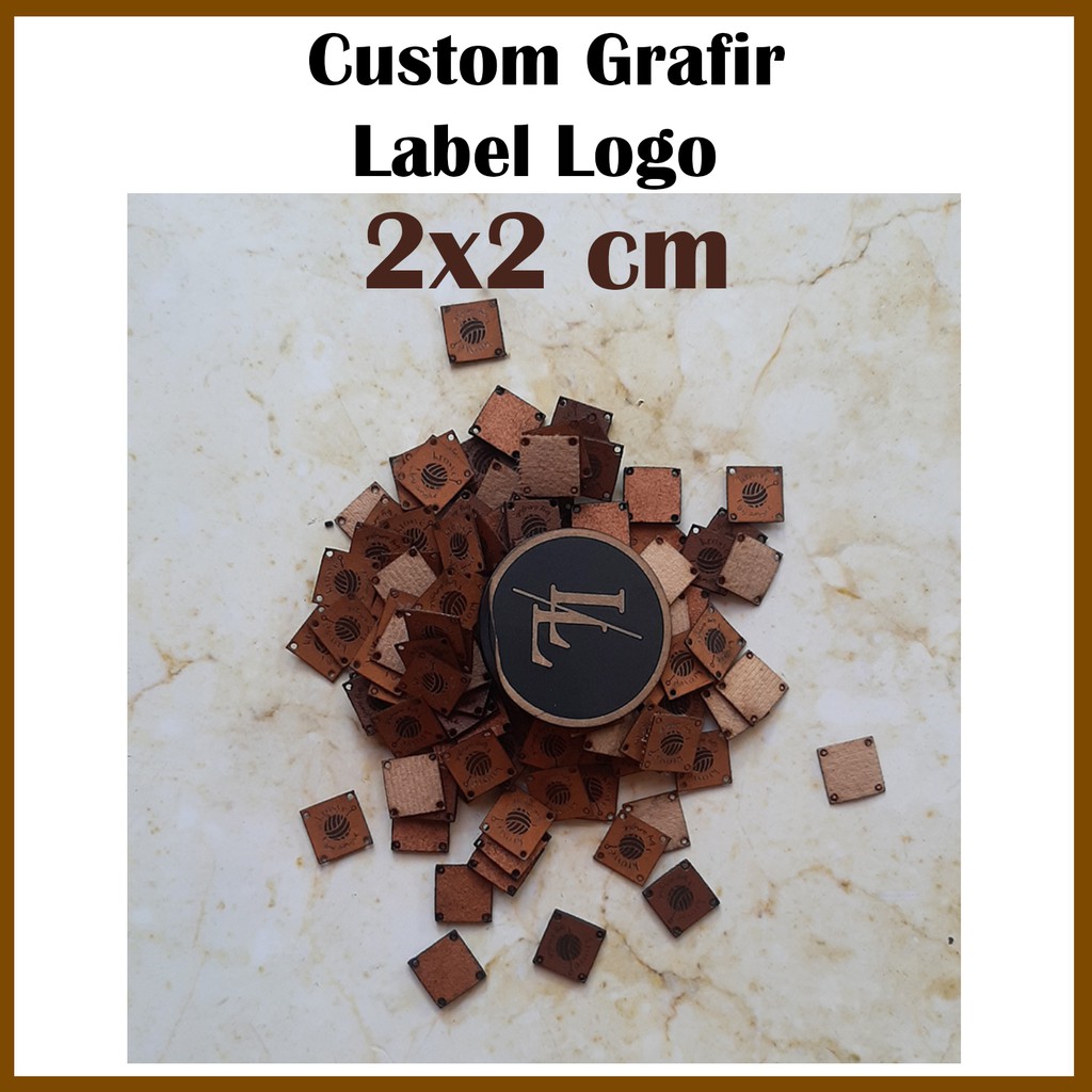 

Custom Grafir Logo Label Kulit Kulit Imitasi 2x2 cm