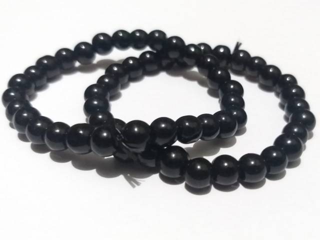 Gelang Pria dan Wanita Gelang Tasbih Batu Hitam Polos Not Kayu Pria dan Wanita