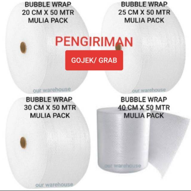

GOJEK GRAB Bubble Wrap Mulia Plastik Biru uk 20cm, 25cm, 30cm, panjang 50mtr