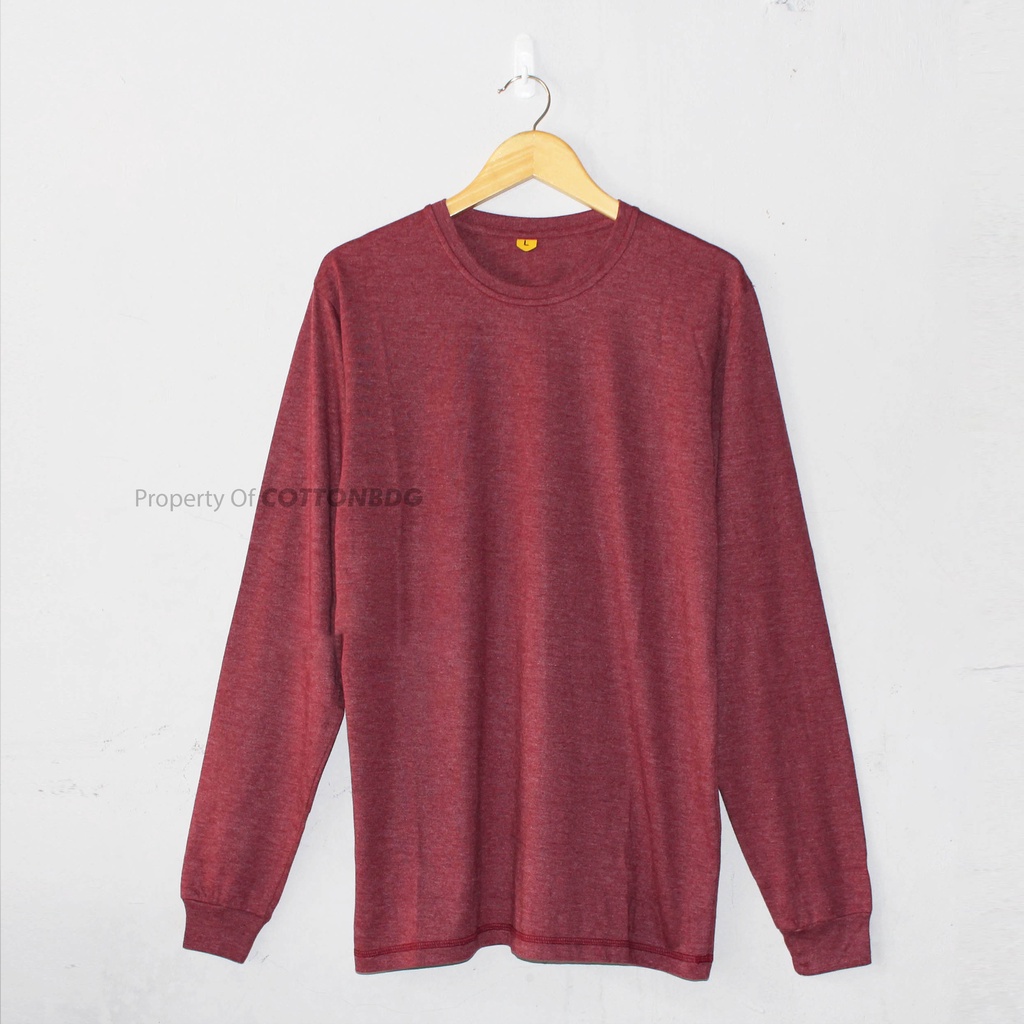 KAOS POLOS MAROON MISTY PRIA WANITA LENGAN PANJANG UKURAN S-XL BAHAN TWOTONE 30S ORGINAL