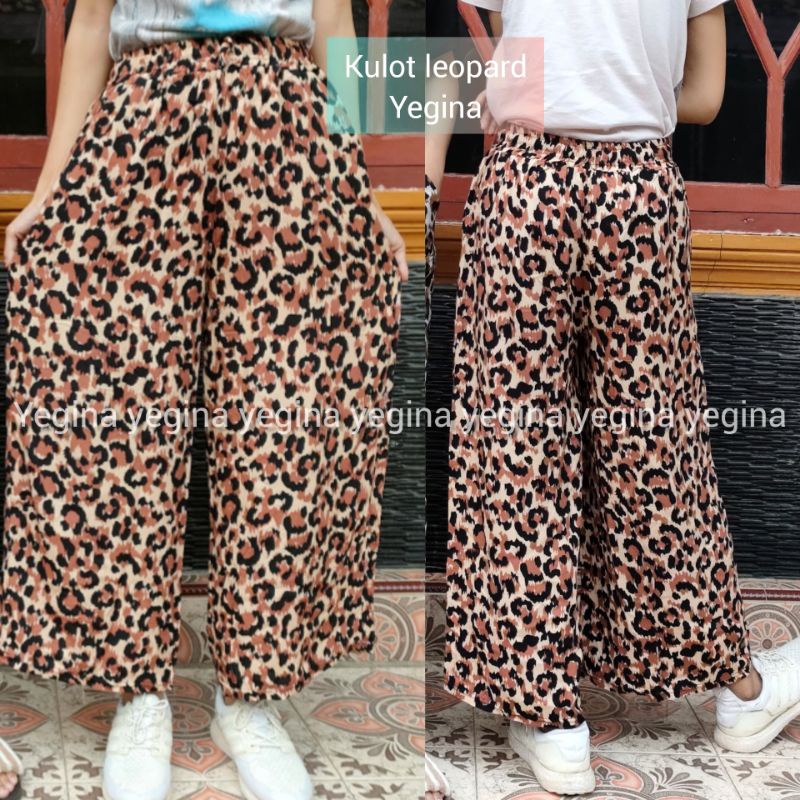 KULOT LEOPARD MACAN PANJANG WANITA BAHAN RAYON PREMIUM UKURAN JUMBO STANDAR/CELANA HARIAN BASIC KULOT PINGGANG FULL KARET BISA COD