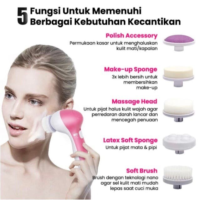 BAROKAH GAMIS Facial Exfoliator Electric Facial Brush 5 IN 1 BENEFIT FOR YOUR BODY