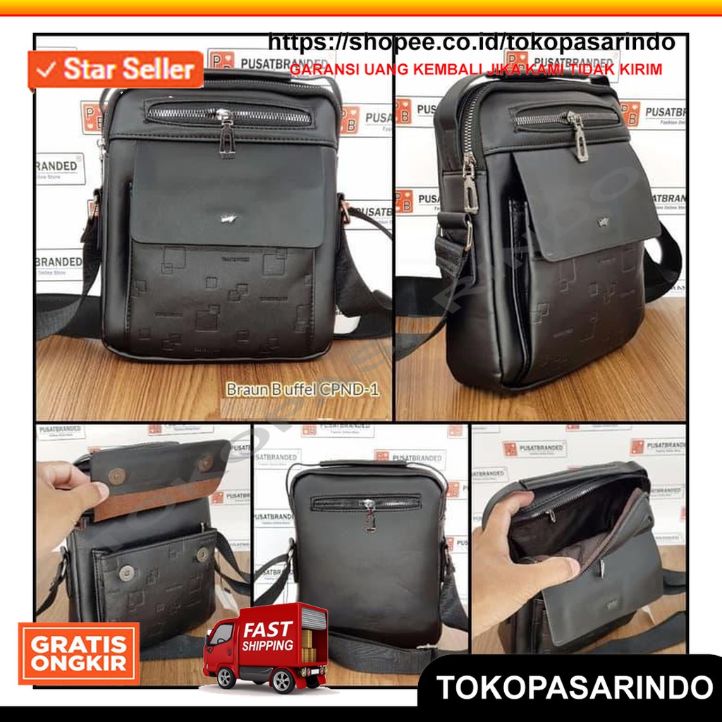 Tas Slempang Pria / Tas Kulit / Tas Branded / Tas Braun Buffel Black - cpndsatu