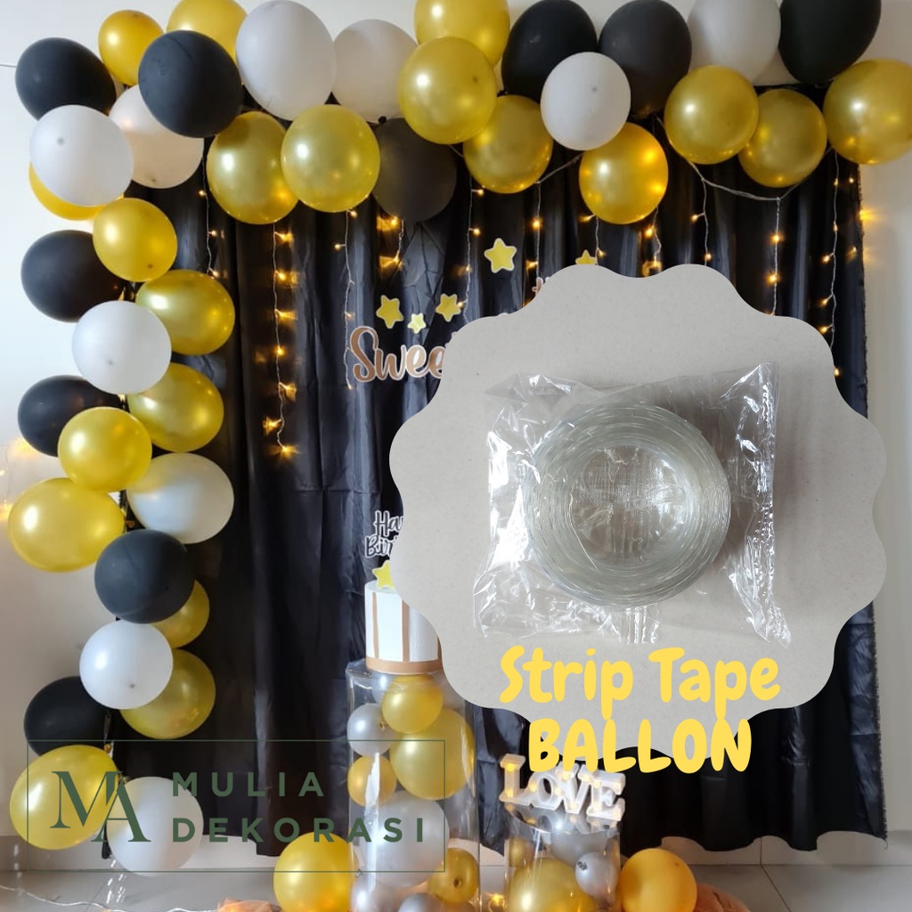 Strip Tape Rell Klip Chain Balon Dekorasi Ultah Aqiqah 5 Meter