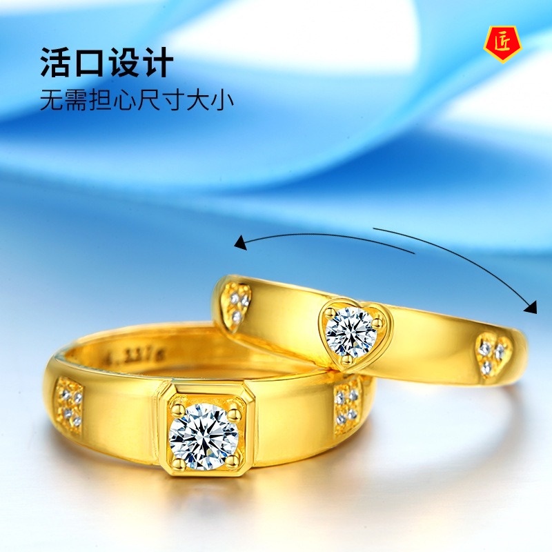 [Ready Stock]Fashion Korean Style Gold Heart-Shaped Diamond Couple Ring