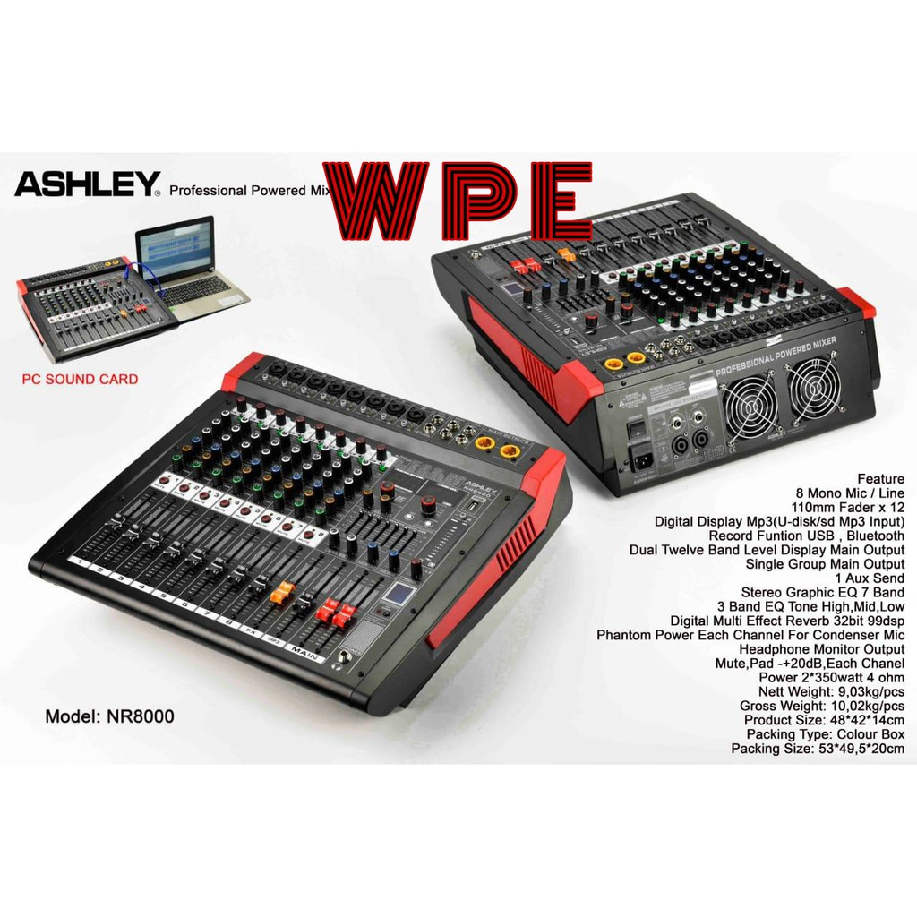 power mixer ashley nr8000 original 2x350watt ashley power nr 8000