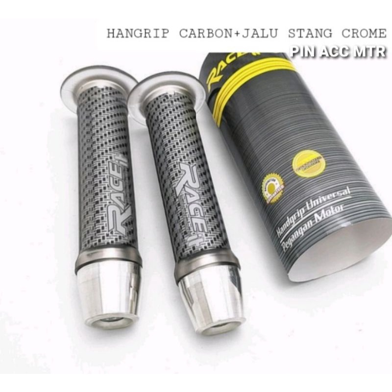 HANDGRIP GAS NITEX CARBON+BANDUL JALU STANG CROME PNP UNIVERSAL MOTOR