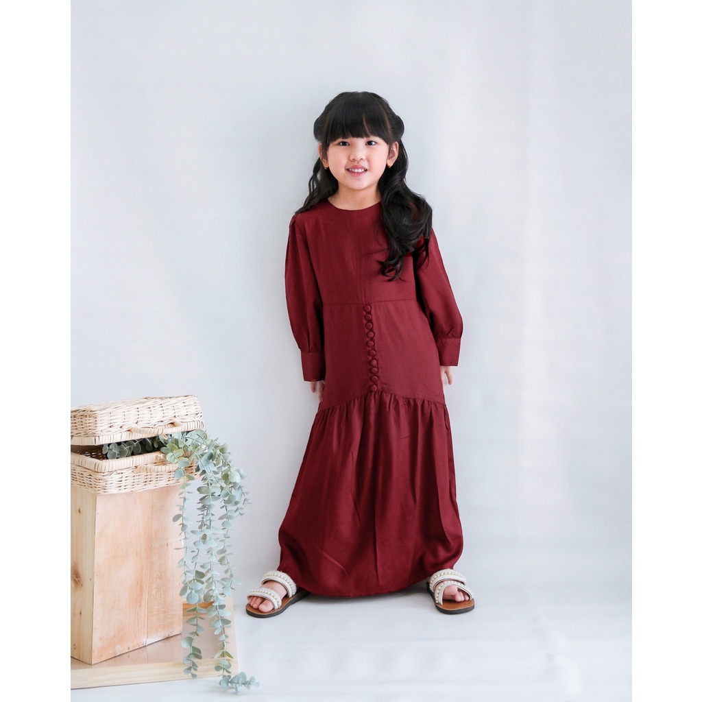 ALINA MAXI DRESS | Baju Anak | Dress Anak Perempuan | Dress Rayon | Dress Muslim Anak | Dress kancing Anak | Dress Mermaid anak | Puff dress anak