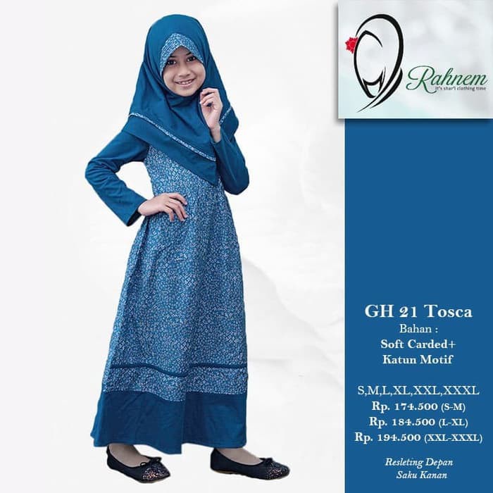 BAJU MUSLIM ANAK PEREMPUAN / GAMIS RAHNEM GH- 21 / FASHION MUSLIM