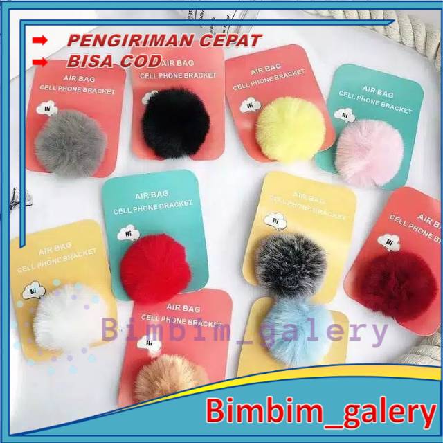 POP SOCKET POMPOM 3D POP SOCKET BULU WARNA AKSESORIS HP