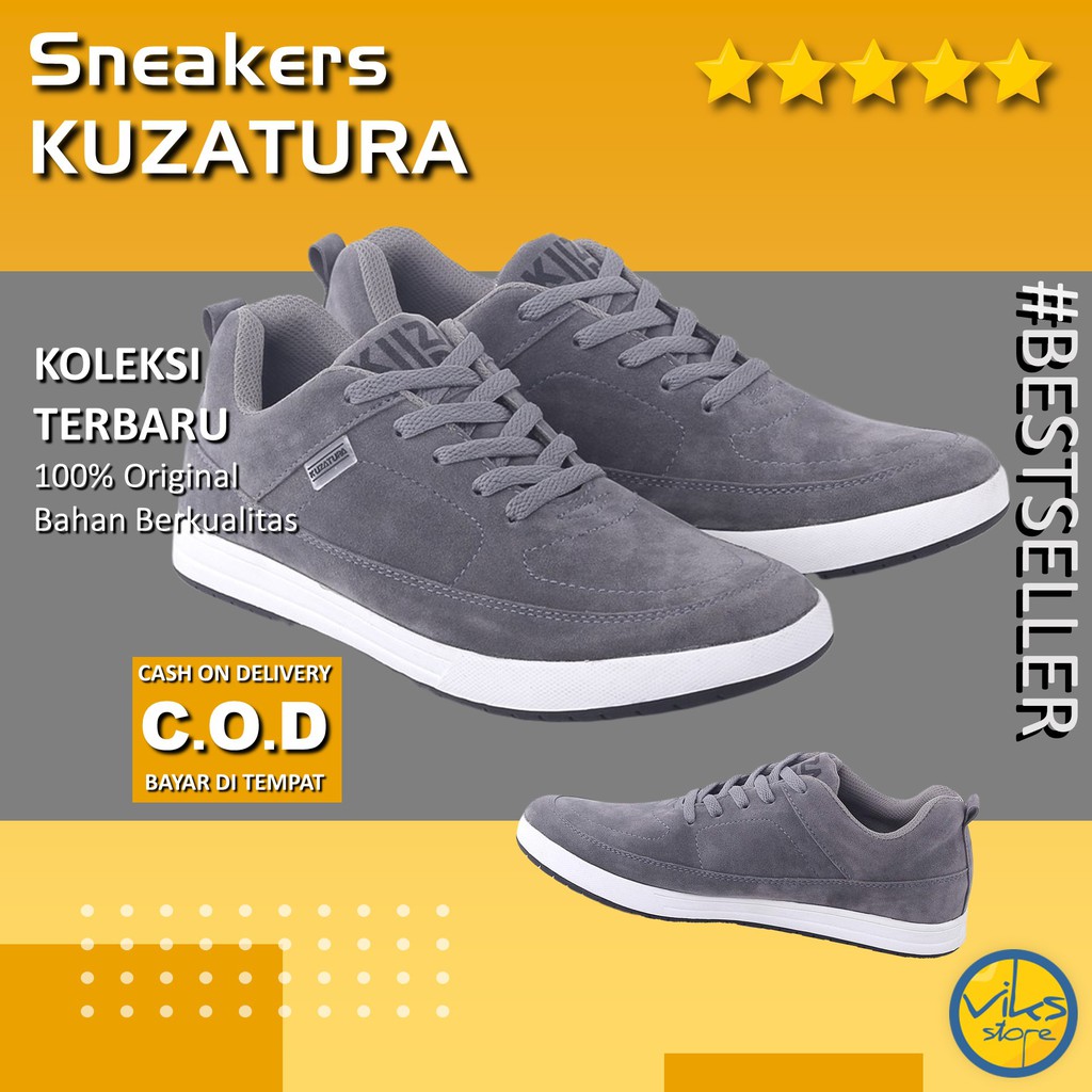 Sepatu Sneakers Pria Cowok Tali Style Casual Distro Kuzatura Original Bahan Suede Lokal Premium Elegan