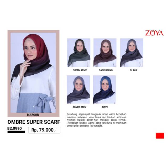 HIJAB JILBAB KERUDUNG SEGI EMPAT ZOYA, OMBRE PREMIUM SCARF