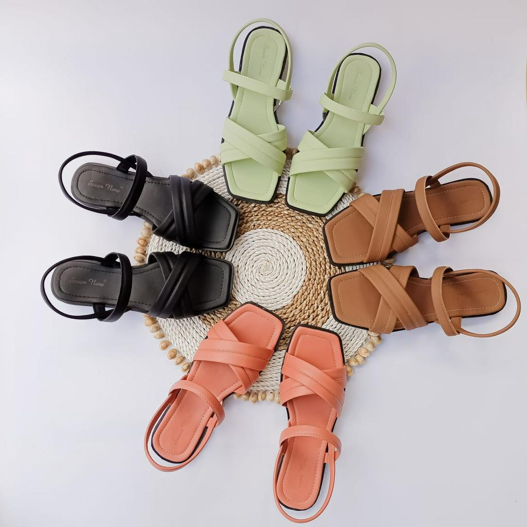 Sandal Teplek Tali Silang Wanita Sandal Teplek Tali Tanpa Hak wanita