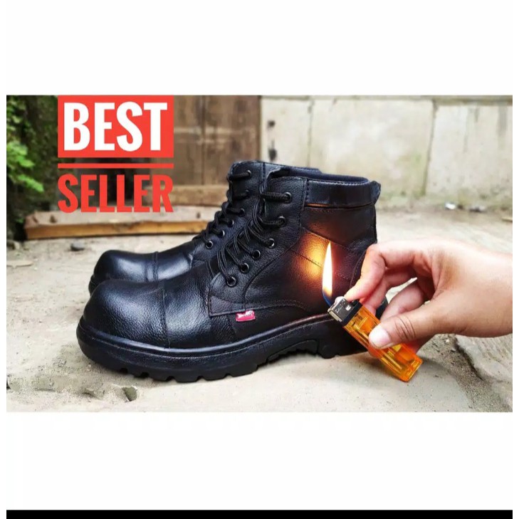 SEPATU KULIT 100% SEPATU PRIA SEPATU COWOK SEPATU KERJA SEPATU SAFETY SEMI BOOTS LOW/TALI PRIA BOOT