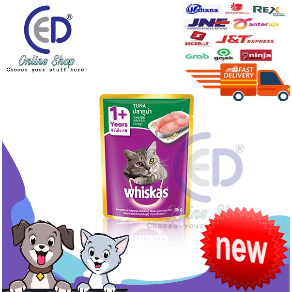 MAKANAN KUCING WHISKAS POUCH TUNA 85GR