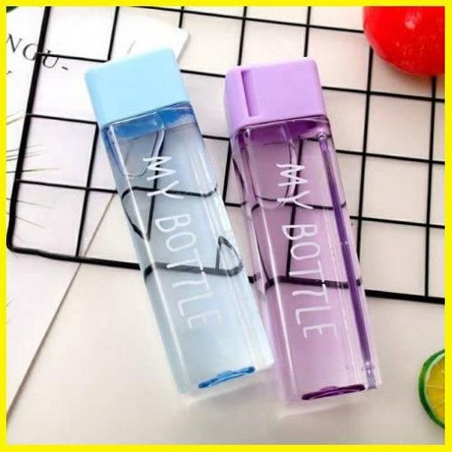 TOKO21GROSIR- My Bottle Bening Warna Segi Atau Petak Atau Botol Minum Kotak 500 ml