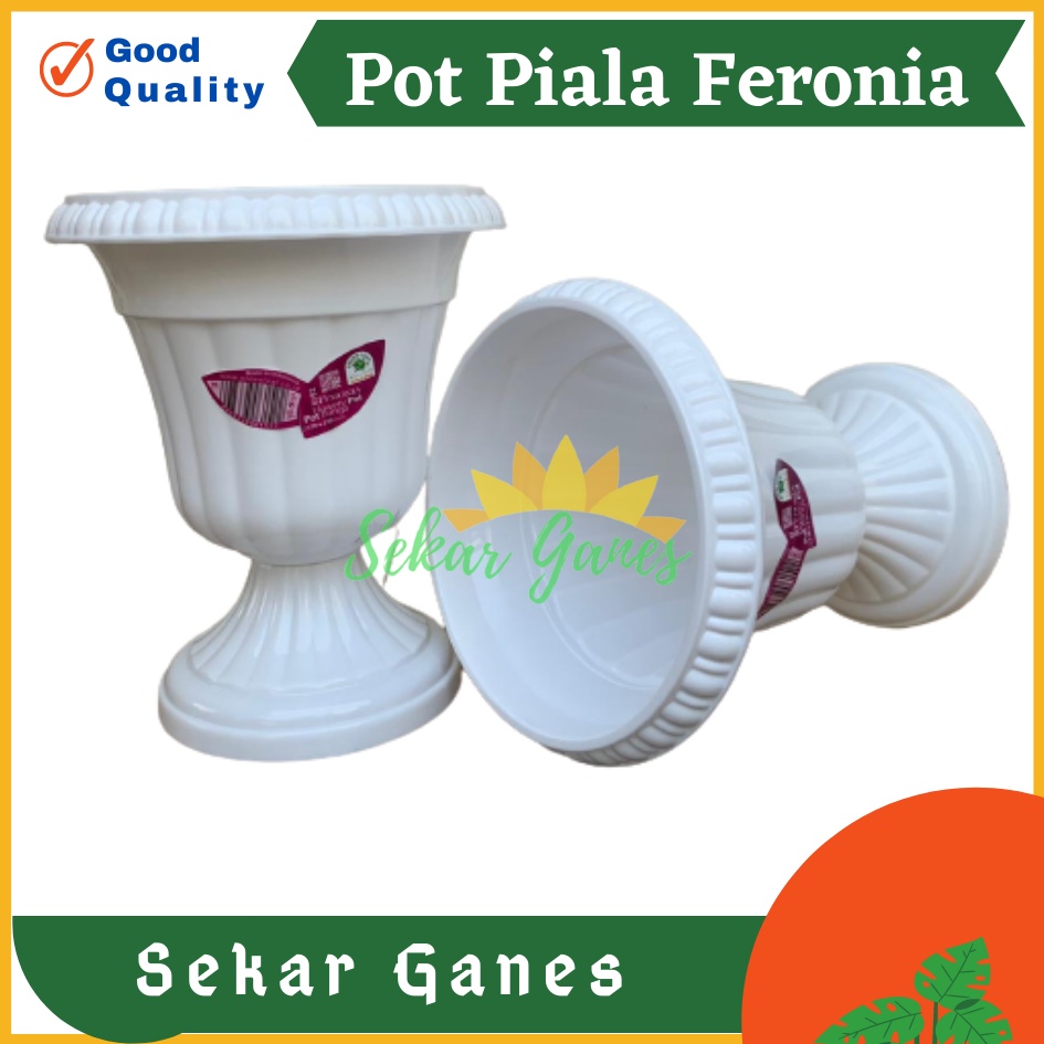 Pot Piala Green Leaf Feronia 6152 Putih Pot Piala Tinggi Putih Plastik hitam pendek 50 - Pot bunga tanaman piala feronia putih 18cm - PIALA MINI 6152